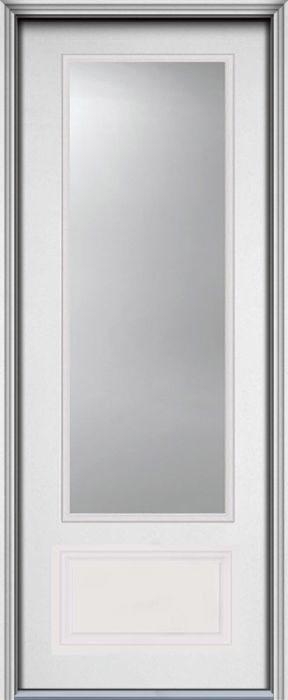 96" Low-E 3/4 Lite 1 Panel Modern Smooth Fiberglass Single Door, HVHZ Impact
