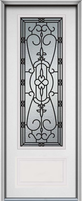96" Jacinto 3/4 Lite 1 Panel Smooth Fiberglass Single Door, HVHZ Impact
