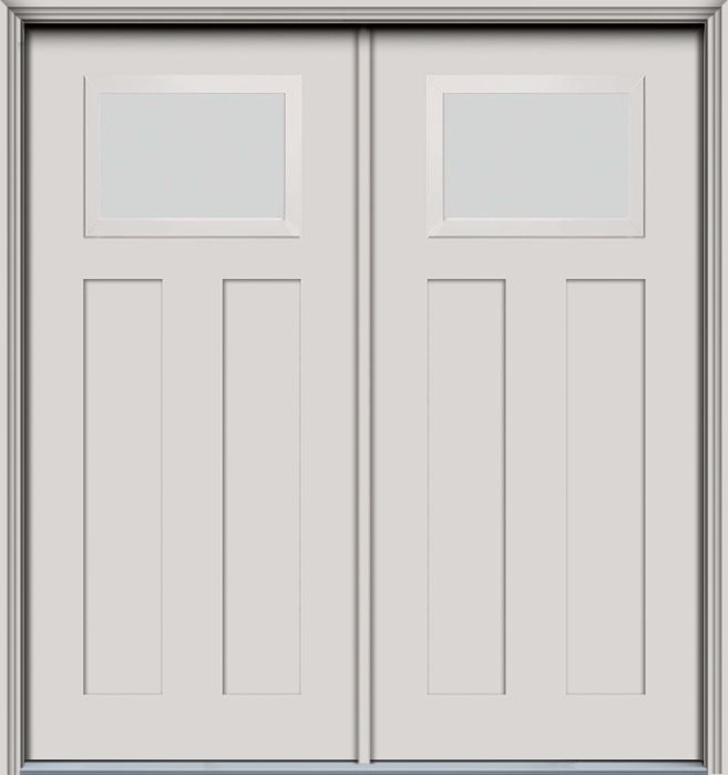 80" Blanca Top View 2 Panel Smooth Fiberglass Double Door, WBD Impact