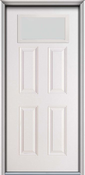 80" Blanca Top View 4 Panel Colonial Smooth Fiberglass Single Door, WBD Impact