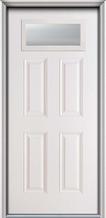 80" Top View 4 Panel Colonial Smooth Fiberglass Single Door, WBD Impact