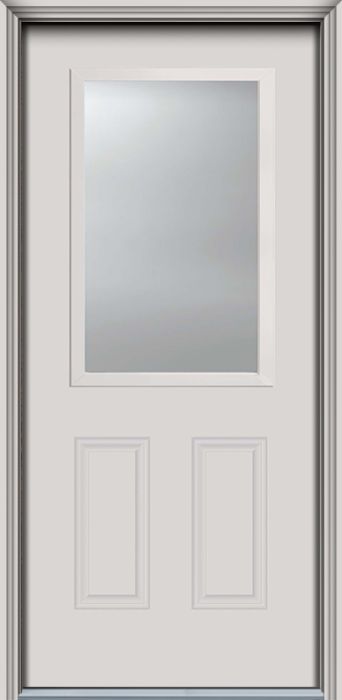 80" 1/2 Lite 2 Panel Smooth Fiberglass Single Door, WBD Impact