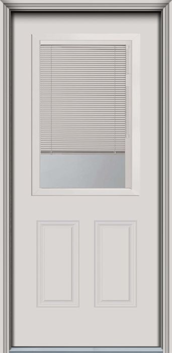 80" Blink Blinds 1/2 Lite 2 Panel Contemporary Smooth Fiberglass Single Door, WBD Impact
