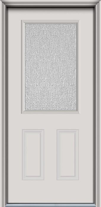 80" Rain 1/2 Lite 2 Panel Smooth Fiberglass Single Door, WBD Impact