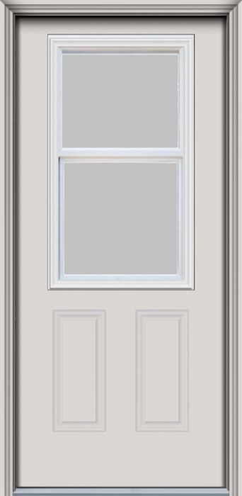 80" Vent 1/2 Lite 2 Panel Smooth Fiberglass Single Door, WBD Impact