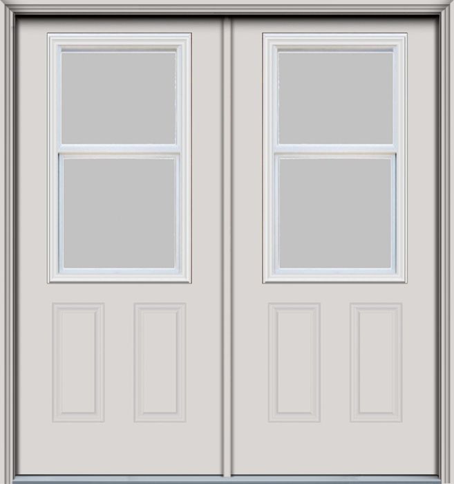 80" Vent 1/2 Lite 2 Panel Smooth Fiberglass Double Door, WBD Impact