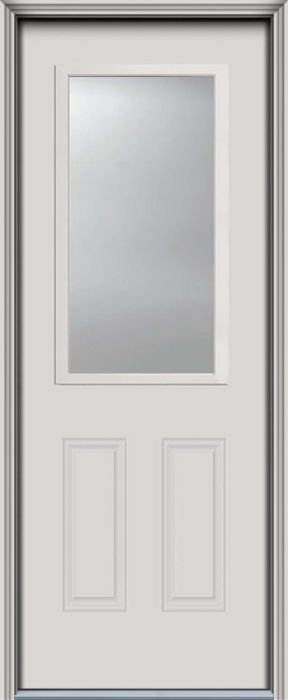 96" 1/2 Lite 2 Panel Smooth Fiberglass Single Door, WBD Impact