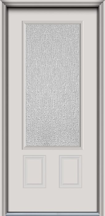 80" Rain 3/4 Lite 2 Panel Modern Smooth Fiberglass Single Door, WBD Impact