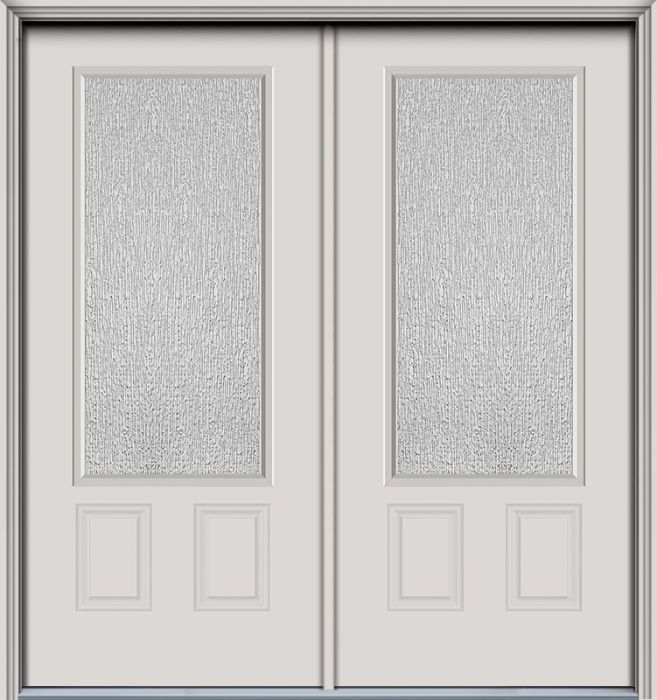 80" Rain 3/4 Lite 2 Panel Modern Smooth Fiberglass Double Door, WBD Impact