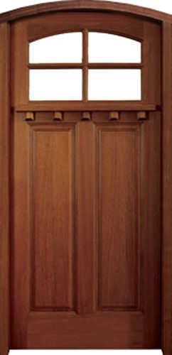 80" Craftman Mahogany Lakewood TDL 4 Lite Single Door/Arch Top