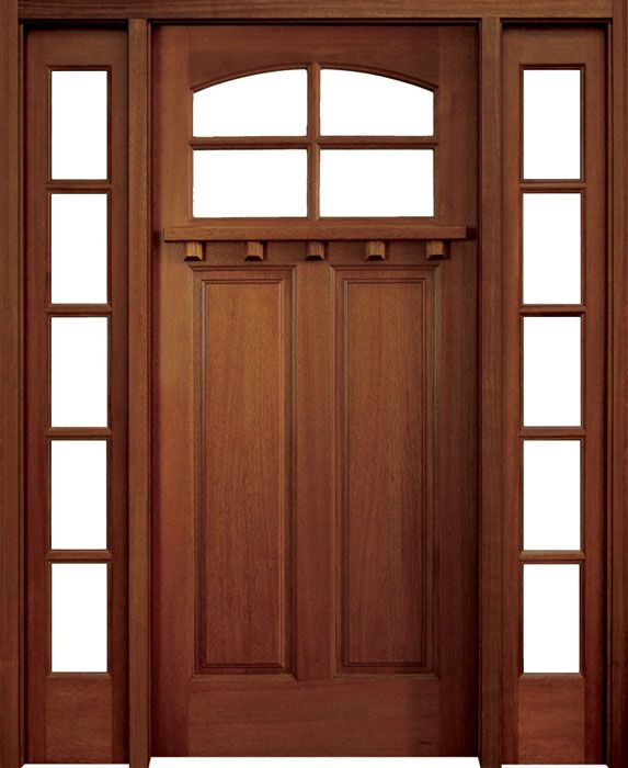 80" Craftman Mahogany Lakewood TDL 4 Lite Single Door/2Sidelite