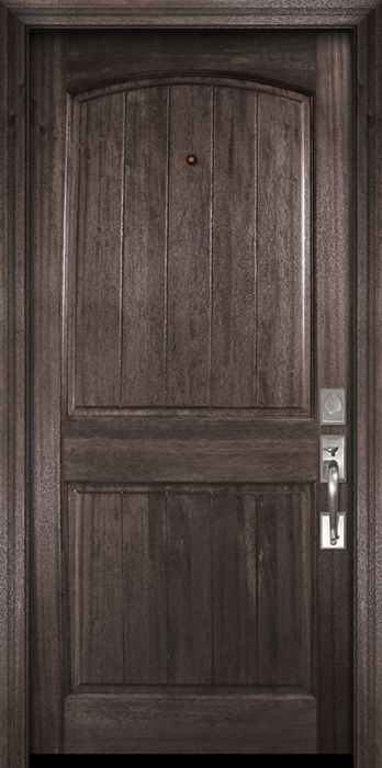 36" x 80" Arch 2 Panel V-Grooved DoorCraft Mahogany Door