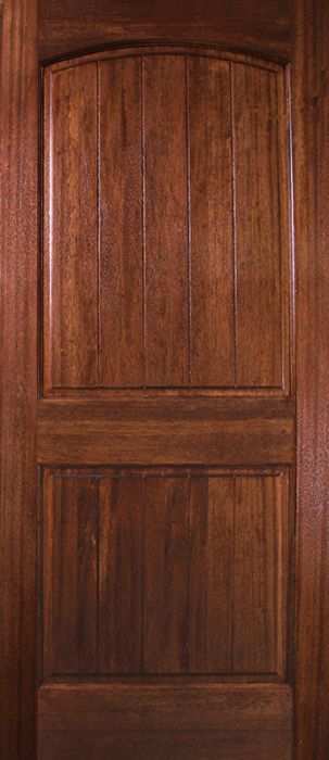 36" x 80" Arch 2 Panel V-Grooved DoorCraft Mahogany Door