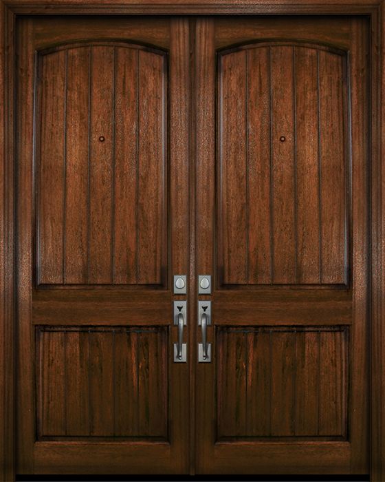 36" x 96" Double Arch 2 Panel V-Grooved DoorCraft Mahogany Door