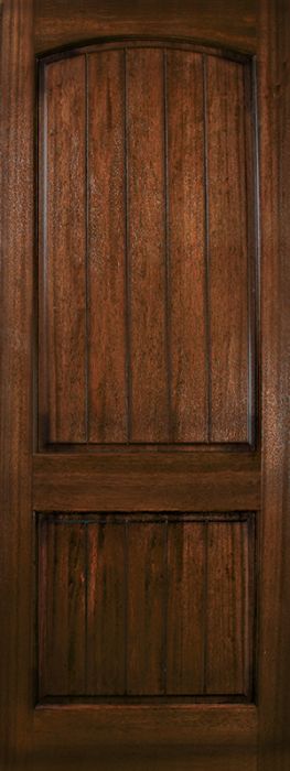36" x 96" Arch 2 Panel V-Grooved DoorCraft Mahogany Door