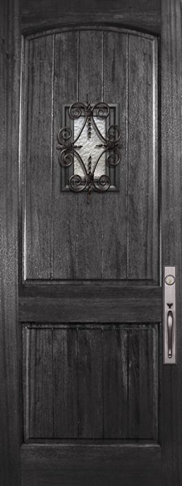 36" x 96" Arch 2 Panel V-Grooved DoorCraft Mahogany Door with Speakeasy