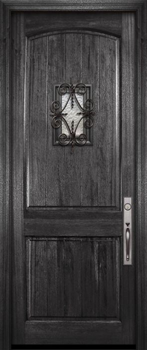 42" x 96" Arch 2 Panel V-Grooved DoorCraft Mahogany Door with Speakeasy