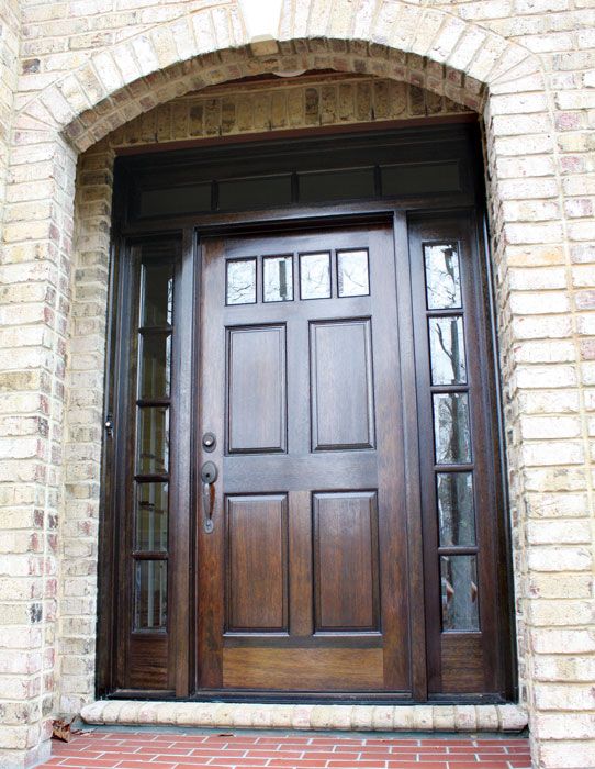 80" Mahogany Louisburg TDL 4 Lite Single Door/2Sidelite & Rec Transom
