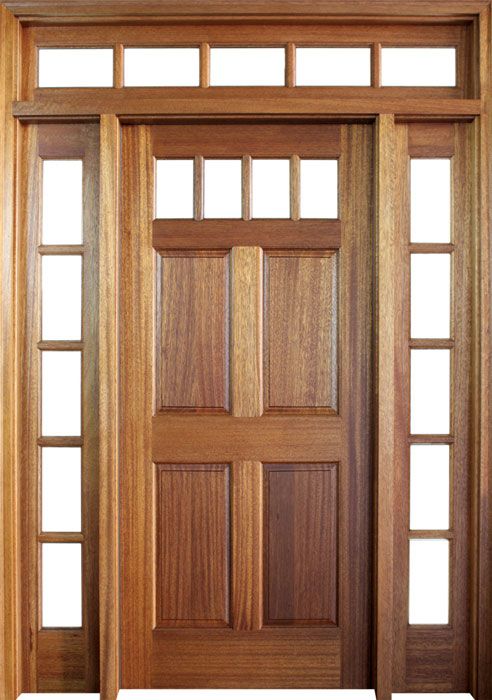 80" Mahogany Louisburg TDL 4 Lite Single Door/2Sidelite & Rec Transom