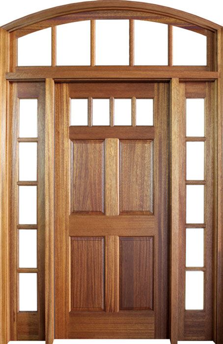 80" Mahogany Louisburg TDL 4 Lite Single Door/2Sidelite & Segment Transom