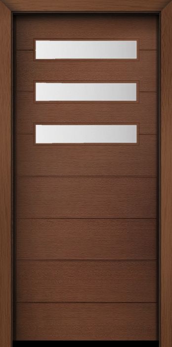 80" Mahogany Luca Horizontal 3 Lite Contemporary Modern Single Door