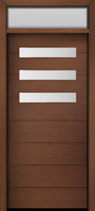 80" Mahogany Luca Horizontal 3 Lite Contemporary Modern Single Door & Rec Transom