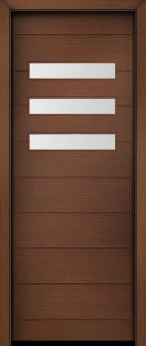 96" Mahogany Luca Horizontal 3 Lite Contemporary Modern Single Door