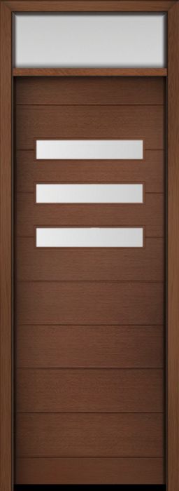 96" Mahogany Luca Horizontal 3 Lite Contemporary Modern Single Door & Rec Transom