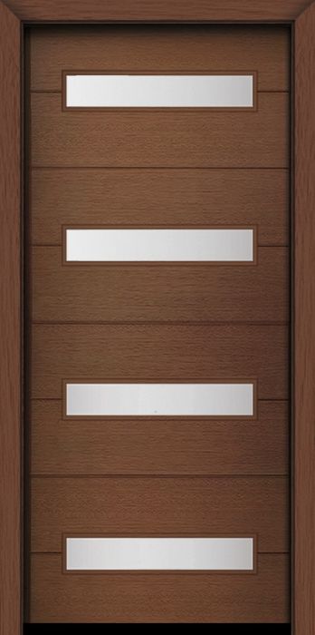 80" Mahogany Luca Horizontal 4 Lite Contemporary Modern Single Door