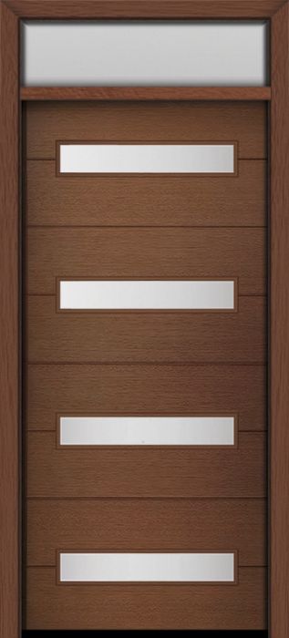 80" Mahogany Luca Horizontal 4 Lite Contemporary Modern Single Door & Rec Transom