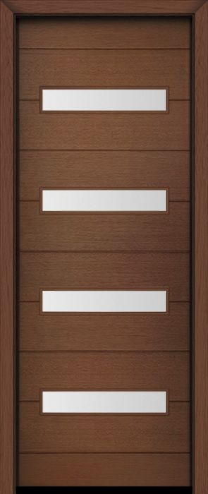 96" Mahogany Luca Horizontal 4 Lite Contemporary Modern Single Door