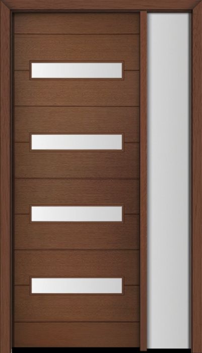 96" Mahogany Luca Horizontal 4 Lite Contemporary Modern Single Door/Sidelite