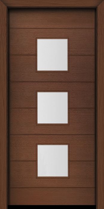 80" Mahogany Luca Square 3 Lite Contemporary Modern Single Door