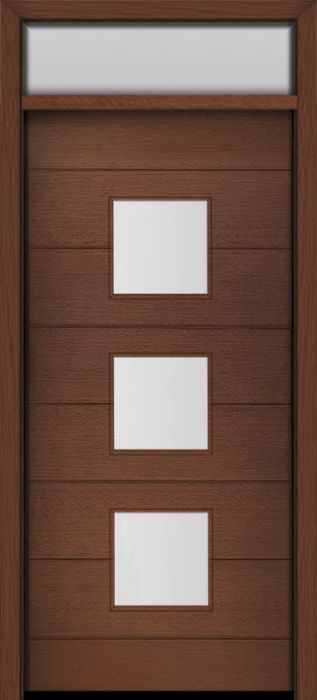 80" Mahogany Luca Square 3 Lite Contemporary Modern Single Door & Rec Transom