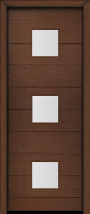 96" Mahogany Luca Square 3 Lite Contemporary Modern Single Door