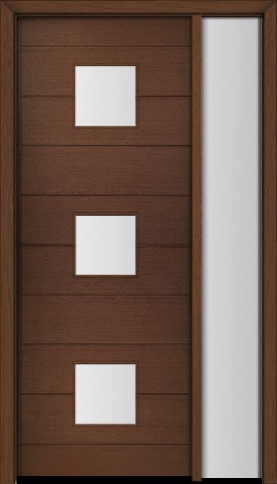 96" Mahogany Luca Square 3 Lite Contemporary Modern Single Door/Sidelite