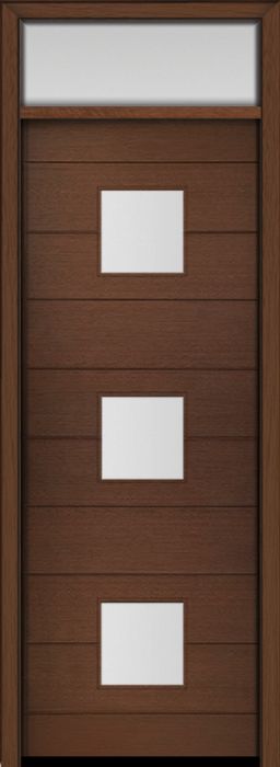 96" Mahogany Luca Square 3 Lite Contemporary Modern Single Door & Rec Transom
