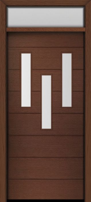 80" Mahogany Luca 3 Lite Top Contemporary Modern Single Door & Rec Transom