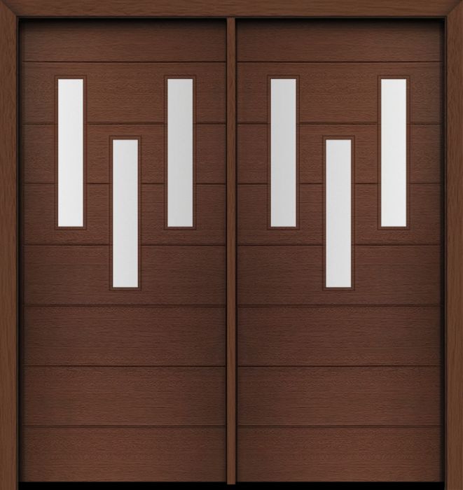 80" Mahogany Luca 3 Lite Top Contemporary Modern Double Door