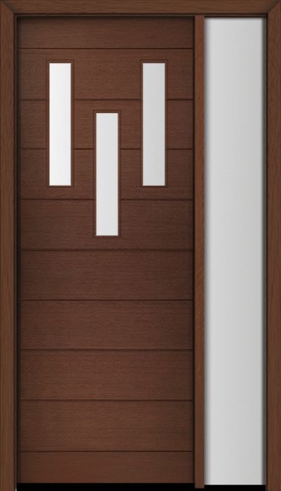 96" Mahogany Luca 3 Lite Top Contemporary Modern Single Door/Sidelite