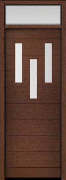 96" Mahogany Luca 3 Lite Top Contemporary Modern Single Door & Rec Transom