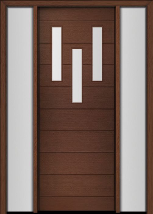 96" Mahogany Luca 3 Lite Top Contemporary Modern Single Door/2Sidelite
