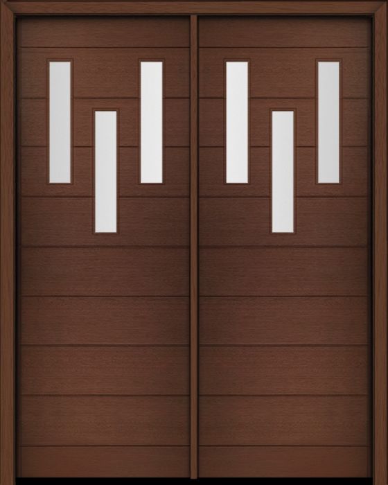 96" Mahogany Luca 3 Lite Top Contemporary Modern Double Door