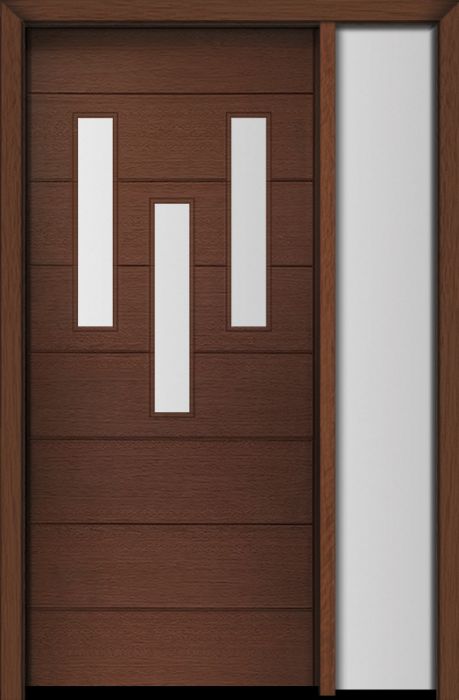 80" Mahogany Luca 3 Lite Top Contemporary Modern Single Door/Sidelite