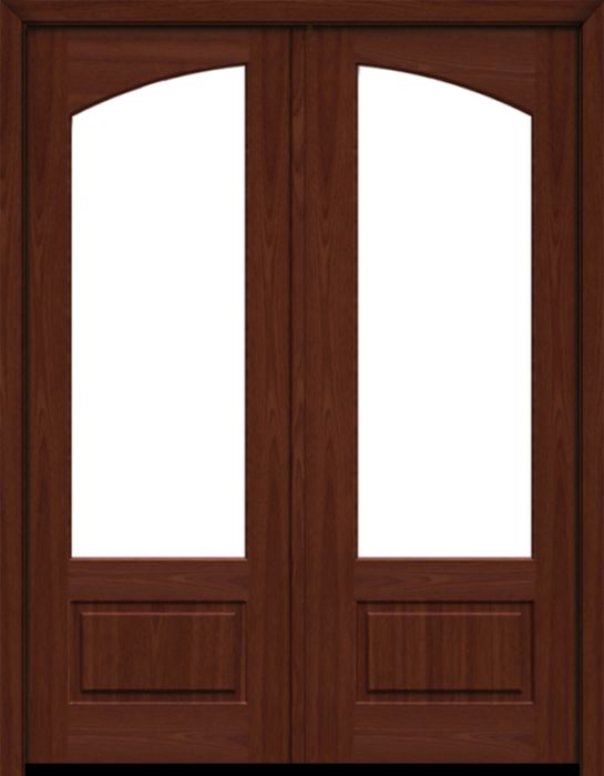 96" Mahogany Lucie 1 Lite SDL Double Door | HVHZ Impact