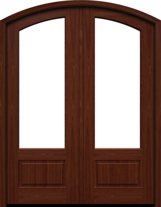96" Mahogany Lucie 1 Lite SDL Double Door/Arch Top | HVHZ Impact