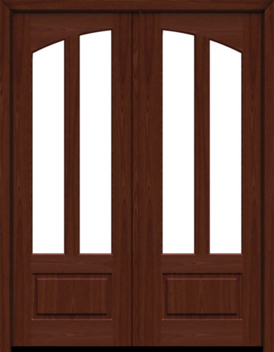 96" Mahogany Lucie 2 Lite SDL Double Door | HVHZ Impact