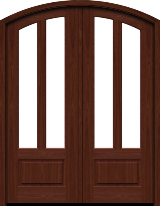 96" Mahogany Lucie 2 Lite SDL Double Door/Arch Top | HVHZ Impact