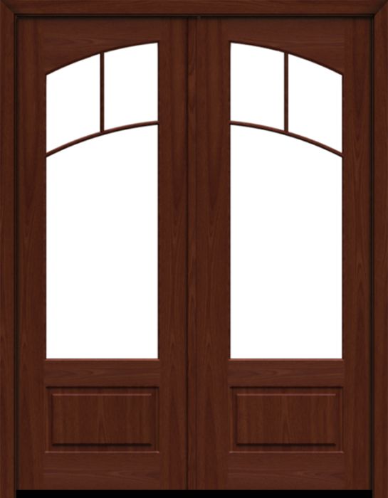 96" Mahogany Lucie 3 Lite SDL Double Door | HVHZ Impact