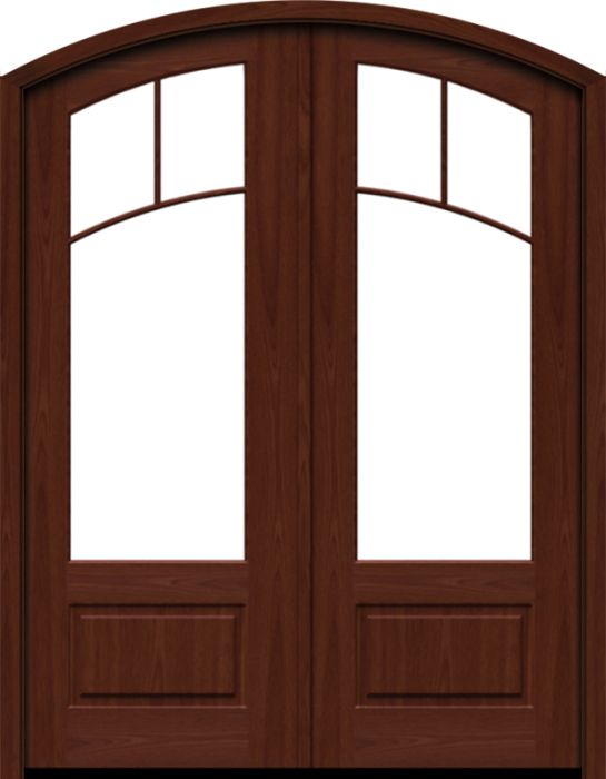 96" Mahogany Lucie 3 Lite SDL Double Door/Arch Top | HVHZ Impact